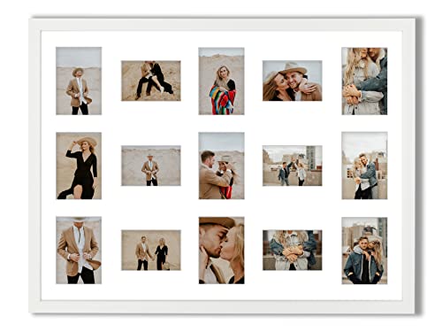 aFFa frames Bilderrahmen 60x80 cm - Holz Fotorahmen Tisar mit Acrylglas und HDF Rückwand - 15 Foto-Ausschnitten für 9 Fotos 10x15 cm und 6 Fotos 9x13 cm Weiß aFFa frames Bilderrahmen 60x80 cm - Holz Fotorahmen Tisar mit Acrylglas und HDF Rückwand - 15 Foto-Ausschnitten für 9 Fotos 10x15 cm und 6 Fotos 9x13 cm Weiß von aFFa frames