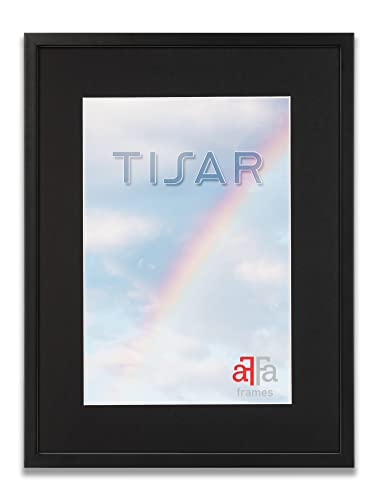 aFFa frames Tisar Bilderrahmen aus Holz mit Passepartout 21x29,7 cm Schwarz, leicht, rechteckig, mit Acrylglasfront, HDF-Rückwand Schwarz (88) 30x40 cm von aFFa frames