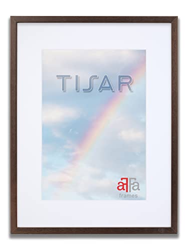 aFFa frames Tisar Bilderrahmen aus Holz mit Passepartout 30x40 cm Weiß, leicht, rechteckig, mit Acrylglasfront, HDF-Rückwand Braun (22) 40x50 cm von aFFa frames