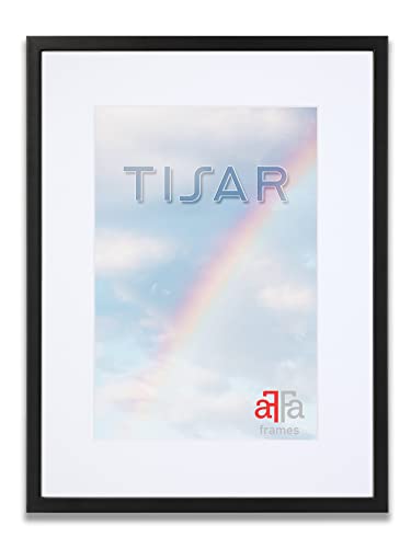 aFFa frames Tisar Bilderrahmen aus Holz mit Passepartout 42x59,4 cm Weiß, leicht, rechteckig, mit Acrylglasfront, HDF-Rückwand Schwarz (88) 50x70 cm von aFFa frames