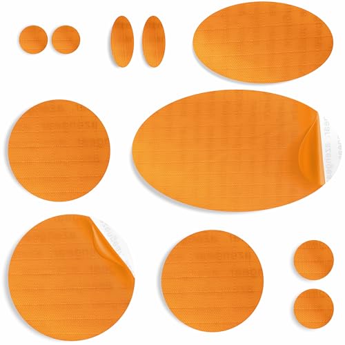 aZengear Reparatur-Patches aus Nylon Selbstklebend | Wasserdichte Patches für Daunenjacken, Zelt, Tasche, Kleidung, Löcher reparieren (11 Stück, Goldorange) von aZengear