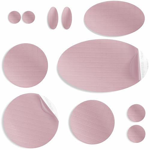 aZengear Reparatur-Patches aus Nylon Selbstklebend | Wasserdichte Patches für Daunenjacken, Zelt, Tasche, Kleidung, Löcher reparieren (11 Stück, Staubiges Rosa) von aZengear