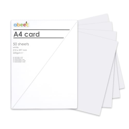 abeec A4 weißer Karton, 50 Blatt, 220 g/m² dicker, weißer Karton für Kunst und Handwerk, Schule und Büro abeec A4 weißer Karton, 50 Blatt, 220 g/m² dicker, weißer Karton für Kunst und Handwerk, Schule und Büro von abeec