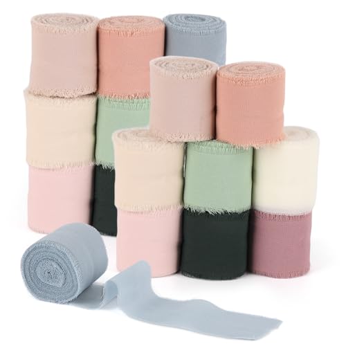 18 Rollen Chiffonband, 5 m, Hochzeitsband für Geschenkverpackungen, Brautsträuße, DIY, Basteln, Heimdekoration von acDesign