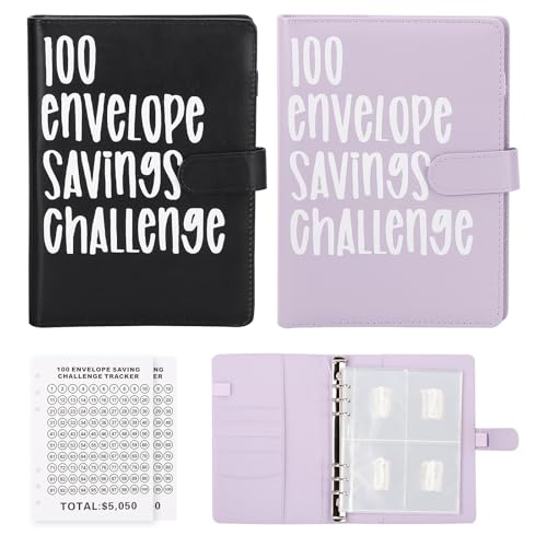 2 x 100 Umschläge, Geldeinsparung, 100 Umschläge, einfache und lustige Möglichkeit, 5.050 $ zu sparen, Budgetbuchordner mit Geldumschlägen für Büro, Zuhause, Schule von acDesign