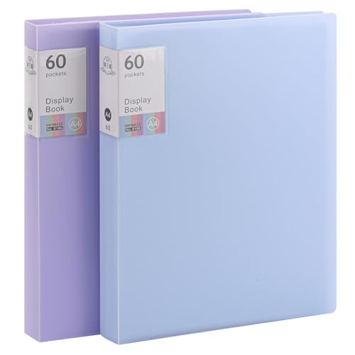 Kunst-Portfolio-Ordner mit 120 Fächern, 60 Seiten, robuste Kunst-Portfolio-Mappe mit transparenten Schutzfolien, 2 Stück Kunst-Portfolio-Ordner mit 120 Fächern, 60 Seiten, robuste Kunst-Portfolio-Mappe mit transparenten Schutzfolien, 2 Stück von acDesign