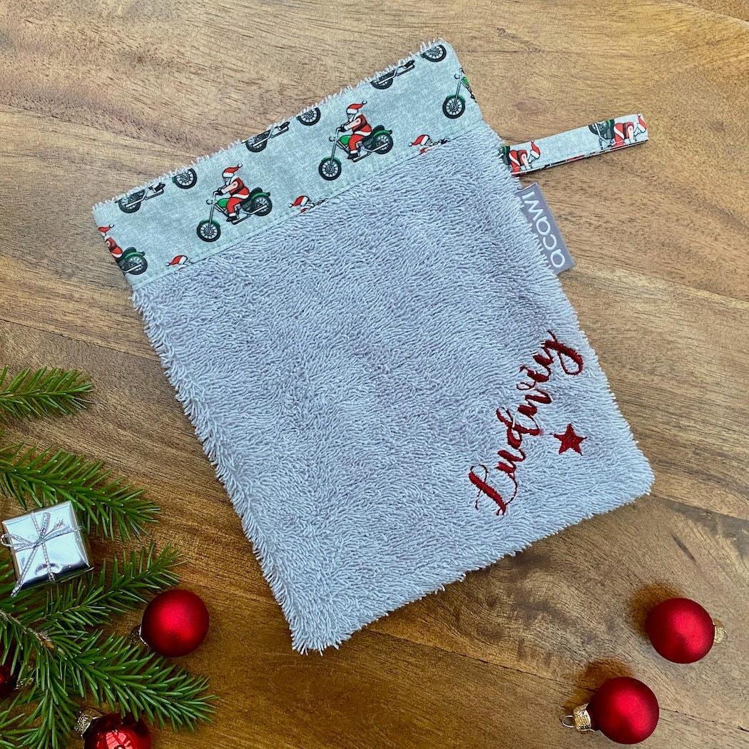 Es Weihnachtet/Waschhandschuh Mit Motorradmotiv Aus Weichem Frottee, Wahlweise Eingesticktem Namen Es Weihnachtet/Waschhandschuh Mit Motorradmotiv Aus Weichem Frottee, Wahlweise Eingesticktem Namen von acawi