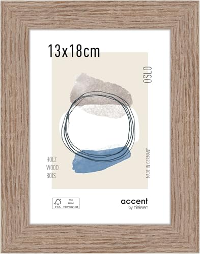 accent by nielsen Bilderrahmen, 13 x 18 cm, Holz, Eiche, Fotorahmen zum Auftstellen und Aufhängen im Hoch- & Querformat, Echtglas, Oslo accent by nielsen Bilderrahmen, 13 x 18 cm, Holz, Eiche, Fotorahmen zum Auftstellen und Aufhängen im Hoch- & Querformat, Echtglas, Oslo von accent by nielsen