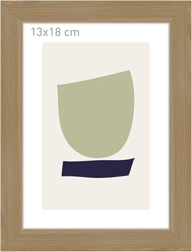 accent by nielsen Bilderrahmen, 13 x 18 cm, Holz, Eiche, Fotorahmen zum Auftstellen und Aufhängen im Hoch- & Querformat, Echtglas, Velino von accent by nielsen