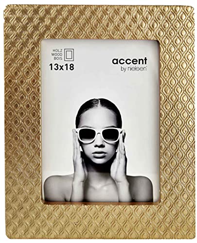 accent by nielsen Bilderrahmen, 13 x 18 cm, Holz, Gold, Fotorahmen zum Auftstellen im Hoch- & Querformat, Echtglas, Dorato accent by nielsen Bilderrahmen, 13 x 18 cm, Holz, Gold, Fotorahmen zum Auftstellen im Hoch- & Querformat, Echtglas, Dorato von accent by nielsen