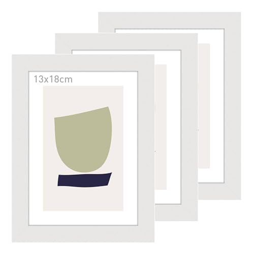 accent by nielsen Bilderrahmen, 13 x 18 cm (3er Set), Holz (MDF), Weiß, inkl. Kunstdruck, Fotorahmen im Hoch- & Querformat, Echtglas, Velino von accent by nielsen