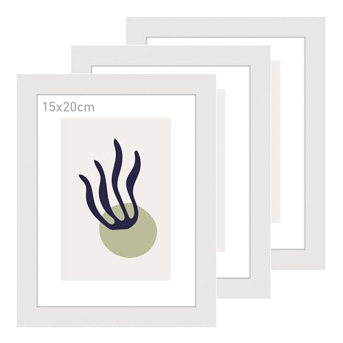 accent by nielsen Bilderrahmen, 15 x 20 cm (3er Set), Holz (MDF), Weiß, inkl. Kunstdruck, Fotorahmen im Hoch- & Querformat, Echtglas, Velino von accent by nielsen