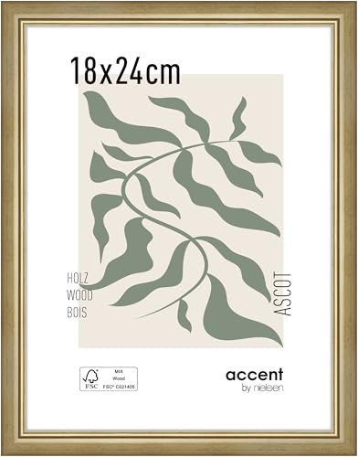 accent by nielsen Bilderrahmen, 18 x 24 cm, Holz, Gold, Fotorahmen zum Auftstellen und Aufhängen im Hoch- & Querformat, Echtglas, Ascot accent by nielsen Bilderrahmen, 18 x 24 cm, Holz, Gold, Fotorahmen zum Auftstellen und Aufhängen im Hoch- & Querformat, Echtglas, Ascot von accent by nielsen