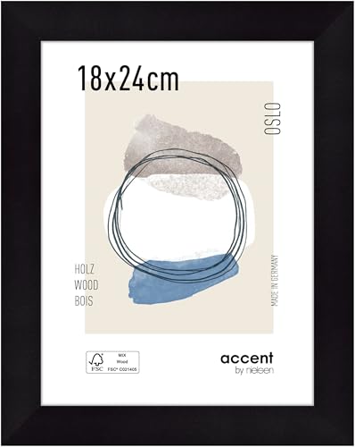 accent by nielsen Bilderrahmen, 18 x 24 cm, Holz, Schwarz, Fotorahmen zum Auftstellen und Aufhängen im Hoch- & Querformat, Echtglas, Oslo accent by nielsen Bilderrahmen, 18 x 24 cm, Holz, Schwarz, Fotorahmen zum Auftstellen und Aufhängen im Hoch- & Querformat, Echtglas, Oslo von accent by nielsen