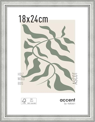 accent by nielsen Bilderrahmen, 18 x 24 cm, Holz, Silber, Fotorahmen zum Auftstellen und Aufhängen im Hoch- & Querformat, Echtglas, Ascot accent by nielsen Bilderrahmen, 18 x 24 cm, Holz, Silber, Fotorahmen zum Auftstellen und Aufhängen im Hoch- & Querformat, Echtglas, Ascot von accent by nielsen