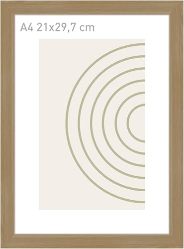 accent by nielsen Bilderrahmen, 21 x 29,7 cm (A4), Holz, Eiche, Dokumentenrahmen zum Aufhängen im Hoch- & Querformat, Echtglas, Velino von accent by nielsen