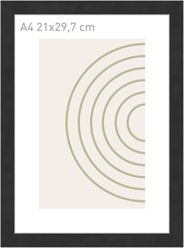 accent by nielsen Bilderrahmen, 21 x 29,7 cm (A4), Holz, Schwarz, Dokumentenrahmen zum Aufhängen im Hoch- & Querformat, Echtglas, Velino von accent by nielsen