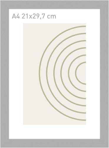 accent by nielsen Bilderrahmen, 21 x 29,7 cm (A4), Holz, Silber, Dokumentenrahmen zum Aufhängen im Hoch- & Querformat, Echtglas, Velino von accent by nielsen