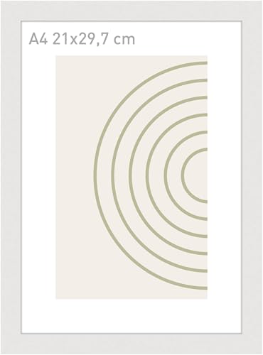 accent by nielsen Bilderrahmen, 21 x 29,7 cm (A4), Holz, Weiß, Dokumentenrahmen zum Aufhängen im Hoch- & Querformat, Echtglas, Velino von accent by nielsen