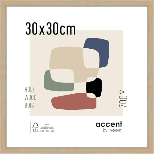accent by nielsen Bilderrahmen, 30 x 30 cm, Holz, Gold, Rahmen zum Aufhängen im Hoch- & Querformat, Echtglas, Zoom von accent by nielsen