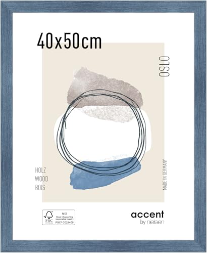 accent by nielsen Bilderrahmen, 40 x 50 cm, Holz, Blau, Posterrahmen zum Aufhängen im Hoch- & Querformat, Echtglas, Oslo accent by nielsen Bilderrahmen, 40 x 50 cm, Holz, Blau, Posterrahmen zum Aufhängen im Hoch- & Querformat, Echtglas, Oslo von accent by nielsen