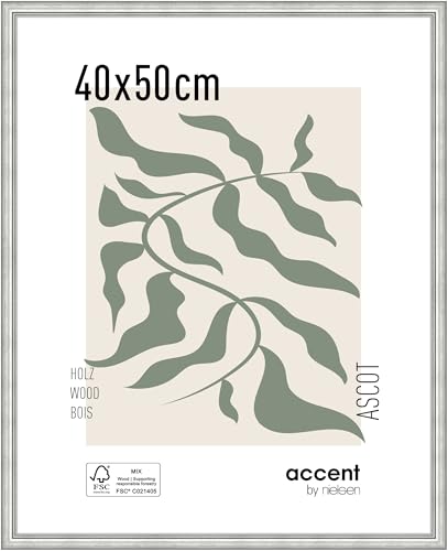 accent by nielsen Bilderrahmen, 40 x 50 cm, Holz, Silber, Posterrahmen zum Aufhängen im Hoch- & Querformat, Echtglas, Ascot accent by nielsen Bilderrahmen, 40 x 50 cm, Holz, Silber, Posterrahmen zum Aufhängen im Hoch- & Querformat, Echtglas, Ascot von accent by nielsen