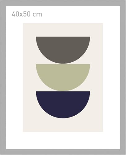 accent by nielsen Bilderrahmen, 40 x 50 cm, Holz, Silber, Posterrahmen zum Aufhängen im Hoch- & Querformat, Echtglas, Velino von accent by nielsen