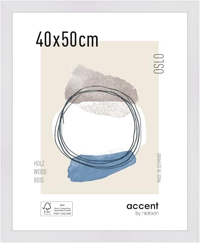 accent by nielsen Bilderrahmen, 40 x 50 cm, Holz, Weiß, Posterrahmen zum Aufhängen im Hoch- & Querformat, Echtglas, Oslo accent by nielsen Bilderrahmen, 40 x 50 cm, Holz, Weiß, Posterrahmen zum Aufhängen im Hoch- & Querformat, Echtglas, Oslo von accent by nielsen