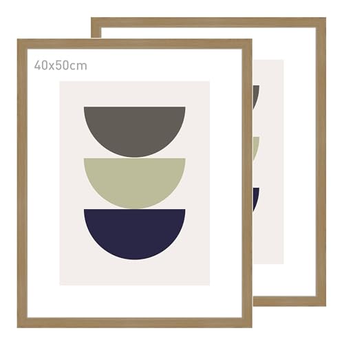 accent by nielsen Bilderrahmen, 40 x 50 cm (2er Set), Holz (MDF), Eiche, inkl. Kunstdruck, Posterrahmen im Hoch- & Querformat, Echtglas, Velino von accent by nielsen
