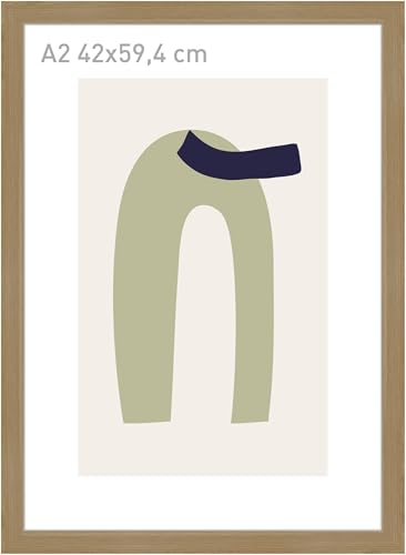 accent by nielsen Bilderrahmen, 42 x 59,4 cm (A2), Holz, Eiche, Posterrahmen zum Aufhängen im Hoch- & Querformat, Echtglas, Velino von accent by nielsen