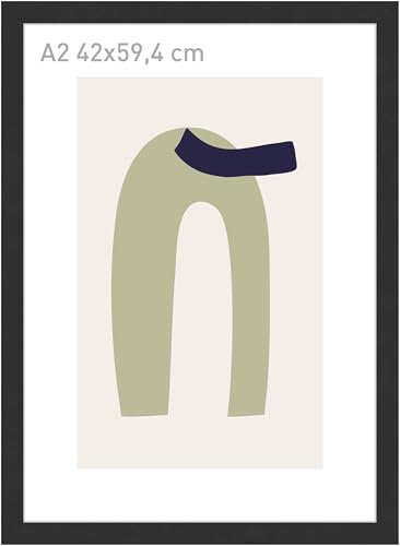 accent by nielsen Bilderrahmen, 42 x 59,4 cm (A2), Holz, Schwarz, Posterrahmen zum Aufhängen im Hoch- & Querformat, Echtglas, Velino von accent by nielsen
