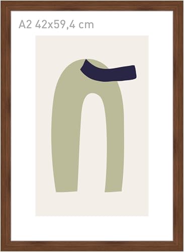 accent by nielsen Bilderrahmen, 42 x 59,4 cm (A2), Holz, Walnuss, Posterrahmen zum Aufhängen im Hoch- & Querformat, Echtglas, Velino von accent by nielsen