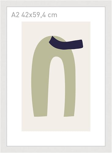 accent by nielsen Bilderrahmen, 42 x 59,4 cm (A2), Holz, Weiß, Posterrahmen zum Aufhängen im Hoch- & Querformat, Echtglas, Velino von accent by nielsen