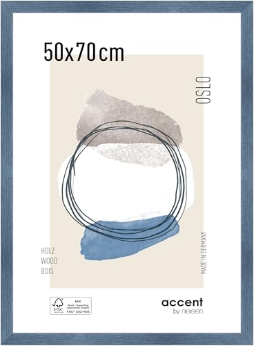 accent by nielsen Bilderrahmen, 50 x 70 cm, Holz, Blau, Posterrahmen zum Aufhängen im Hoch- & Querformat, Echtglas, Oslo accent by nielsen Bilderrahmen, 50 x 70 cm, Holz, Blau, Posterrahmen zum Aufhängen im Hoch- & Querformat, Echtglas, Oslo von accent by nielsen