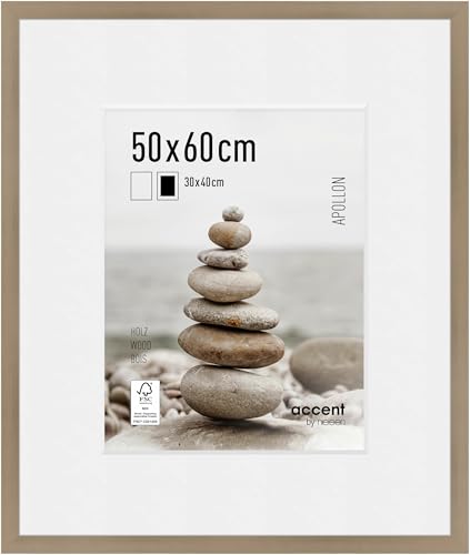 accent by nielsen Bilderrahmen mit Passepartout, 50 x 60 cm, Holz, Silber, Posterrahmen zum Aufhängen im Hoch- & Querformat, Echtglas, Apollon accent by nielsen Bilderrahmen mit Passepartout, 50 x 60 cm, Holz, Silber, Posterrahmen zum Aufhängen im Hoch- & Querformat, Echtglas, Apollon von accent by nielsen