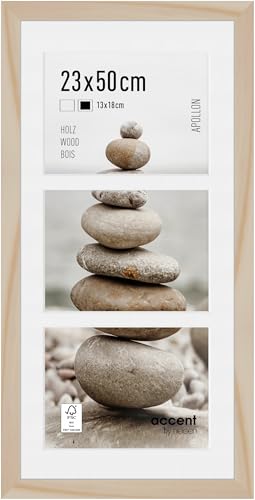 accent by nielsen Bilderrahmen mit Passepartout, 23 x 50 cm, Holz, Natur, Collage mit 3 Bildern zum Aufhängen im Hoch- & Querformat, Echtglas, Apollon accent by nielsen Bilderrahmen mit Passepartout, 23 x 50 cm, Holz, Natur, Collage mit 3 Bildern zum Aufhängen im Hoch- & Querformat, Echtglas, Apollon von accent by nielsen