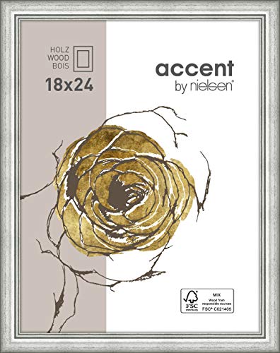 accent by nielsen Holz Bilderrahmen Ascot, 18x24 cm, Silber von accent by nielsen