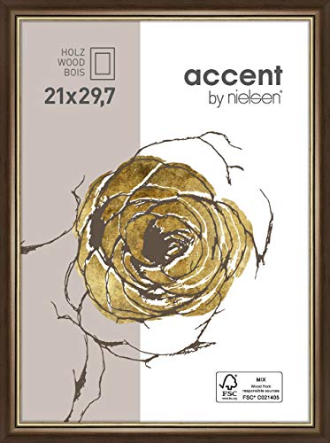 accent by nielsen Holz Bilderrahmen Ascot, 21x29,7 cm (A4), Dunkelbraun/Gold von accent by nielsen