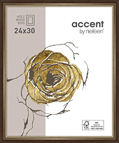 accent by nielsen Holz Bilderrahmen Ascot, 24x30 cm, Dunkelbraun/Gold von accent by nielsen