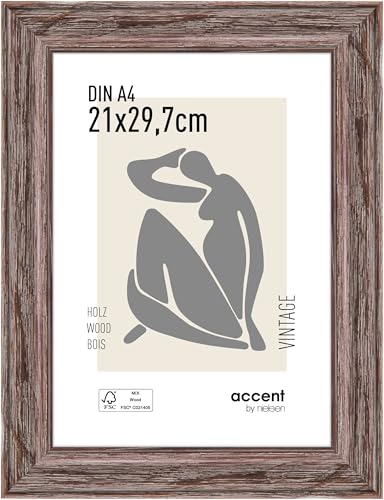 accent by nielsen Holz Bilderrahmen Vintage, 21x29,7 cm (A4), Braun von accent by nielsen