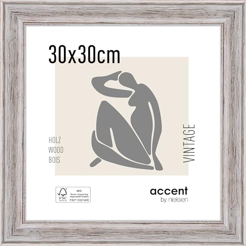 accent by nielsen Holz Bilderrahmen Vintage, 30x30 cm, Weiß von accent by nielsen