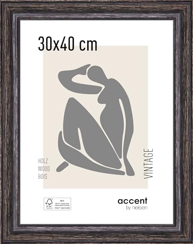 accent by nielsen Holz Bilderrahmen Vintage, 30x40 cm, Schwarz von accent by nielsen