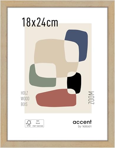 accent by nielsen Bilderrahmen, 18 x 24 cm, Holz, Gold, Fotorahmen zum Auftstellen und Aufhängen im Hoch- & Querformat, Echtglas, Zoom von accent by nielsen