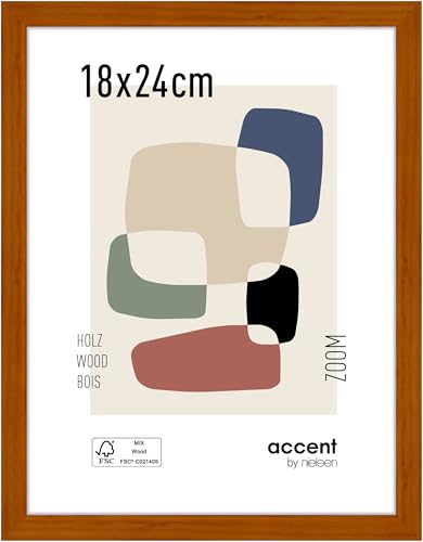 accent by nielsen Bilderrahmen, 18 x 24 cm, Holz, Honig, Fotorahmen zum Auftstellen und Aufhängen im Hoch- & Querformat, Echtglas, Zoom von accent by nielsen