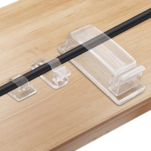 aceyoon 120 Stück Kabelhalter Selbstklebend, Transparent Kabelmanagement Set für Schreibtisch in 3 Größen (Klein/Mittel/Groß) Kabelclips & Kabelklemmen für Schreibtisch, Büro & Zuhause von aceyoon