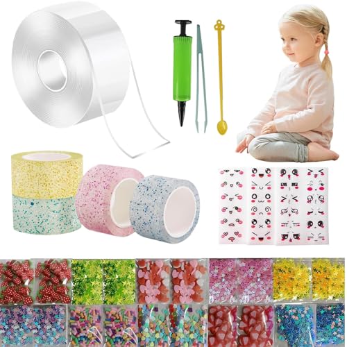acime Bubble Balloon Tape Spielzeug, Tape Bubble Kit | Elastisches Blasen, handgefertigtes DIY-Handwerk | Blasbares Blasenband-Spielzeugset, glitzernder Gel-Klebegriff, spurloses, elastisches, von acime