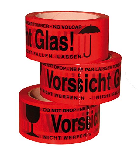 activaTape K24G 24 Rollen Vorsicht Glas Kartondealer PP- Klebeband Paketband 48mm x 66lfm von activaTape