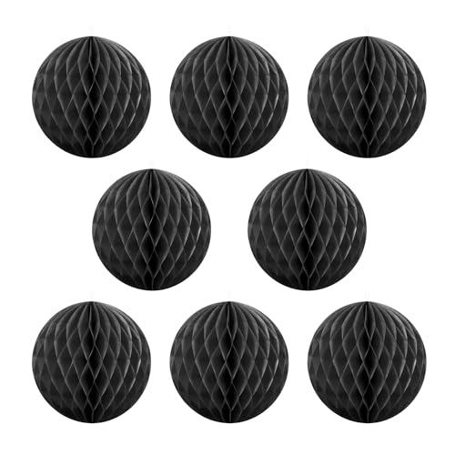 Activesale 8 Stück 7,6 cm Wabenbälle Partydekorationen hängende Blumenkugeln Decke Papier Pom Pom Ornamente für Hochzeiten, Geburtstagsfeiern, Weihnachten (Schwarz) von activesale