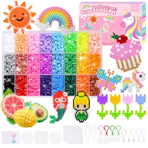 Bügelperlen Set Mädchen, 8500 Bügelperlen für Kinder, 5mm Steckperlen mit Platten, 12 Muster und Bügelpapier, Glitzer Bastelperlen Set Perlenset Geschenk für Jungen Geburtstag Weihnachten Ostern Bügelperlen Set Mädchen, 8500 Bügelperlen für Kinder, 5mm Steckperlen mit Platten, 12 Muster und Bügelpapier, Glitzer Bastelperlen Set Perlenset Geschenk für Jungen Geburtstag Weihnachten Ostern von adaziau