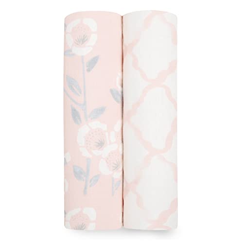aden + anais™ Essentials 100 % Viskose aus Bambusfasern Silky Soft Pucktuch Stencil in 2er-Packung, 112cm x 112cm von aden + anais
